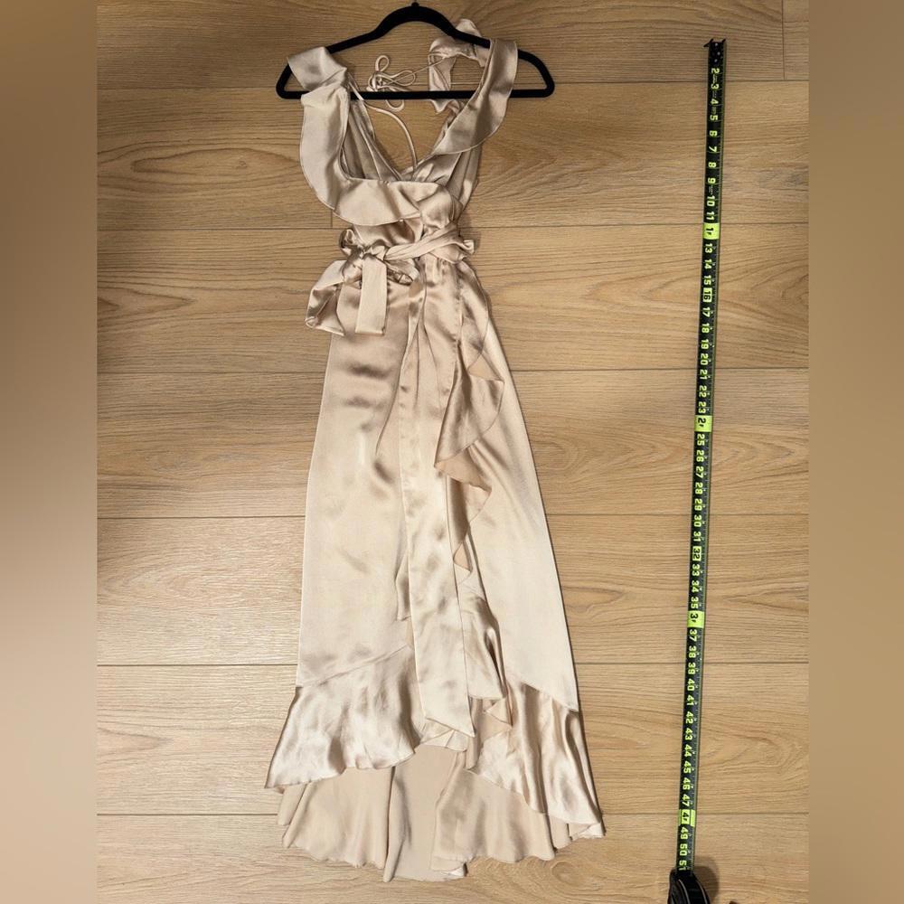 Elegant Satin Maxi Dress with Ruffled Detailing